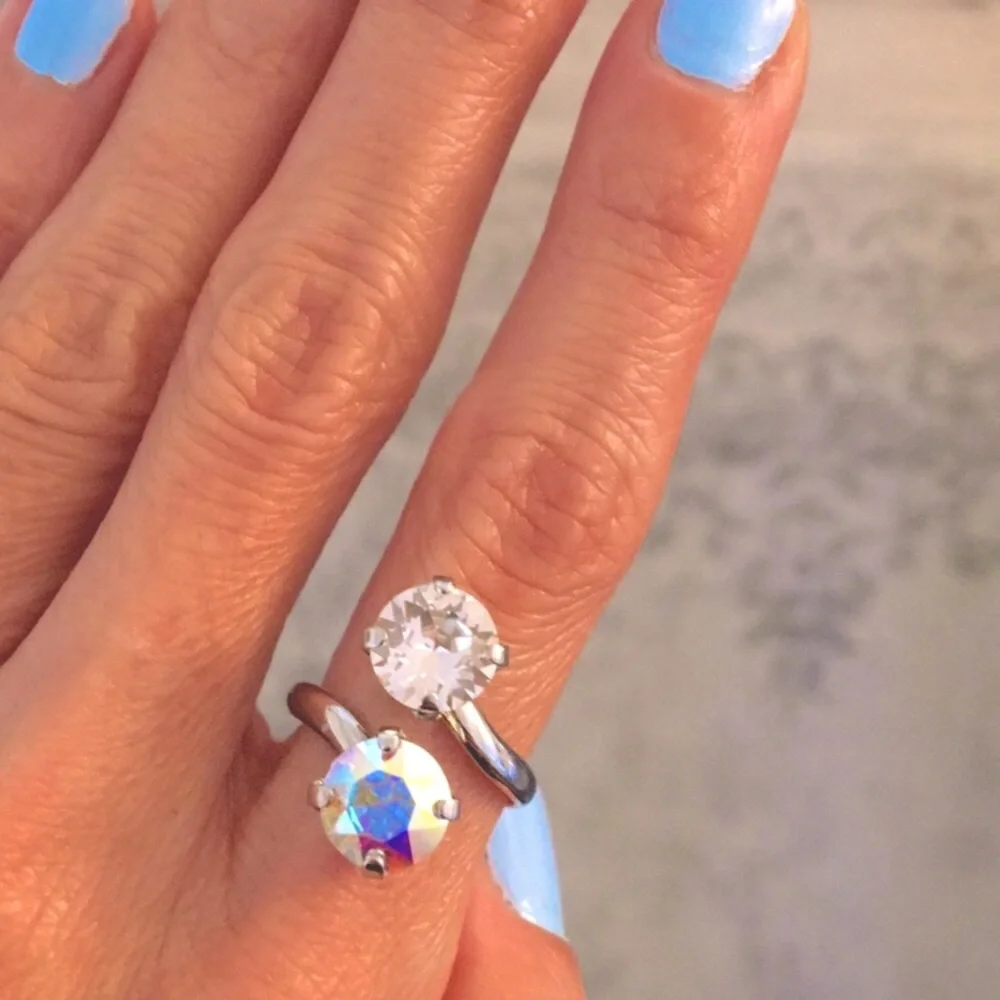 Aurora Borealis + Clear Crystal Ring